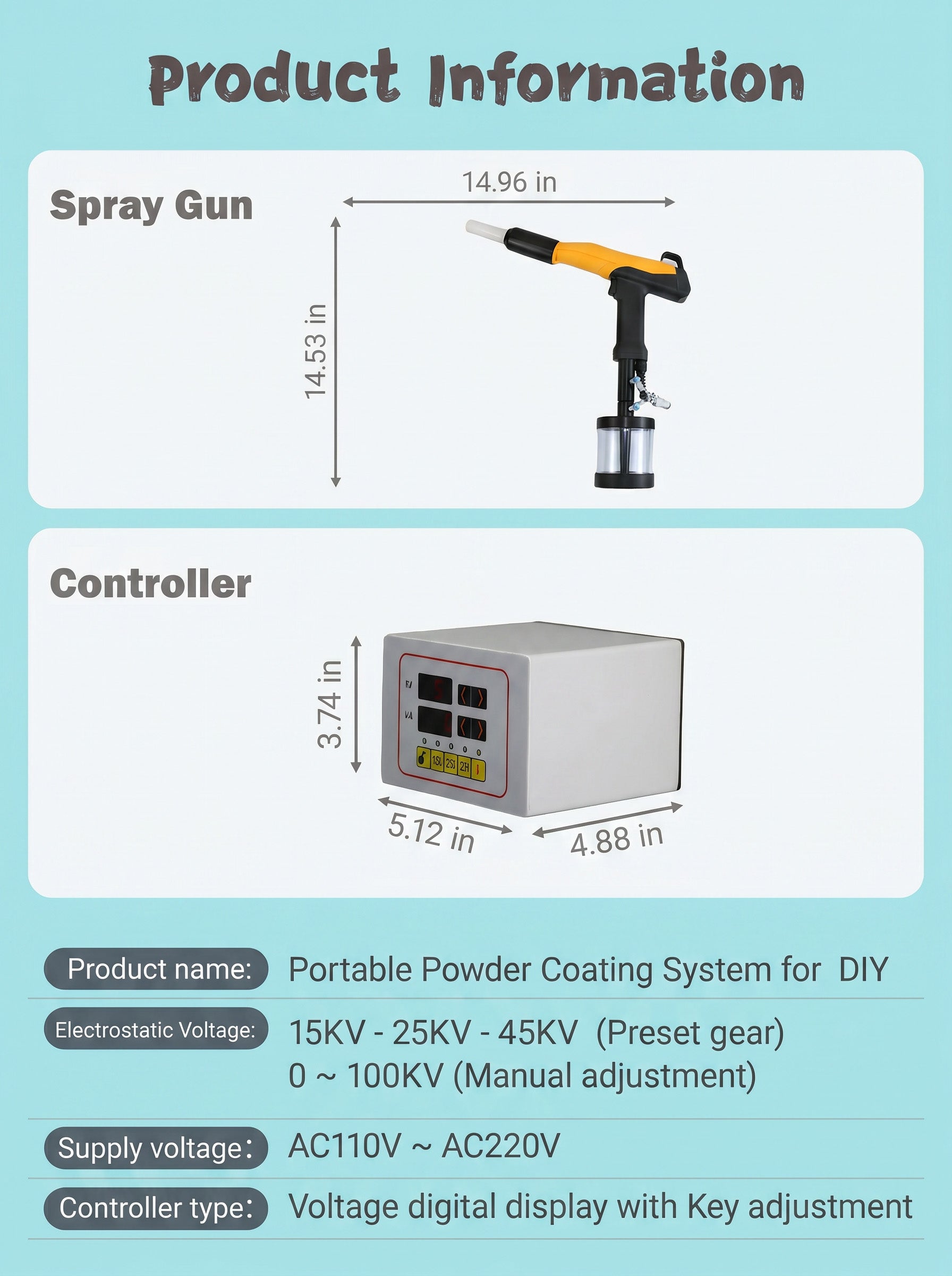 PCA-305 Portable Powder Coating Gun