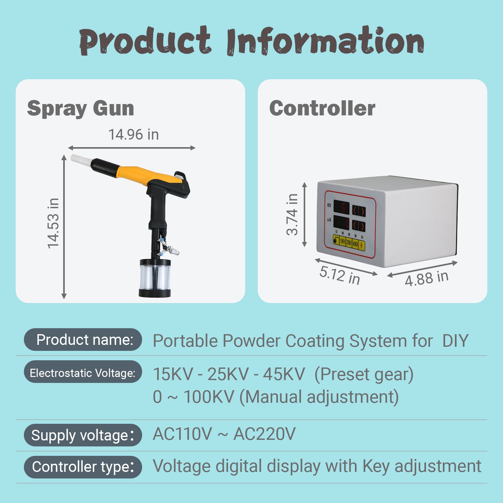 PCA-305 Portable Powder Coating Gun